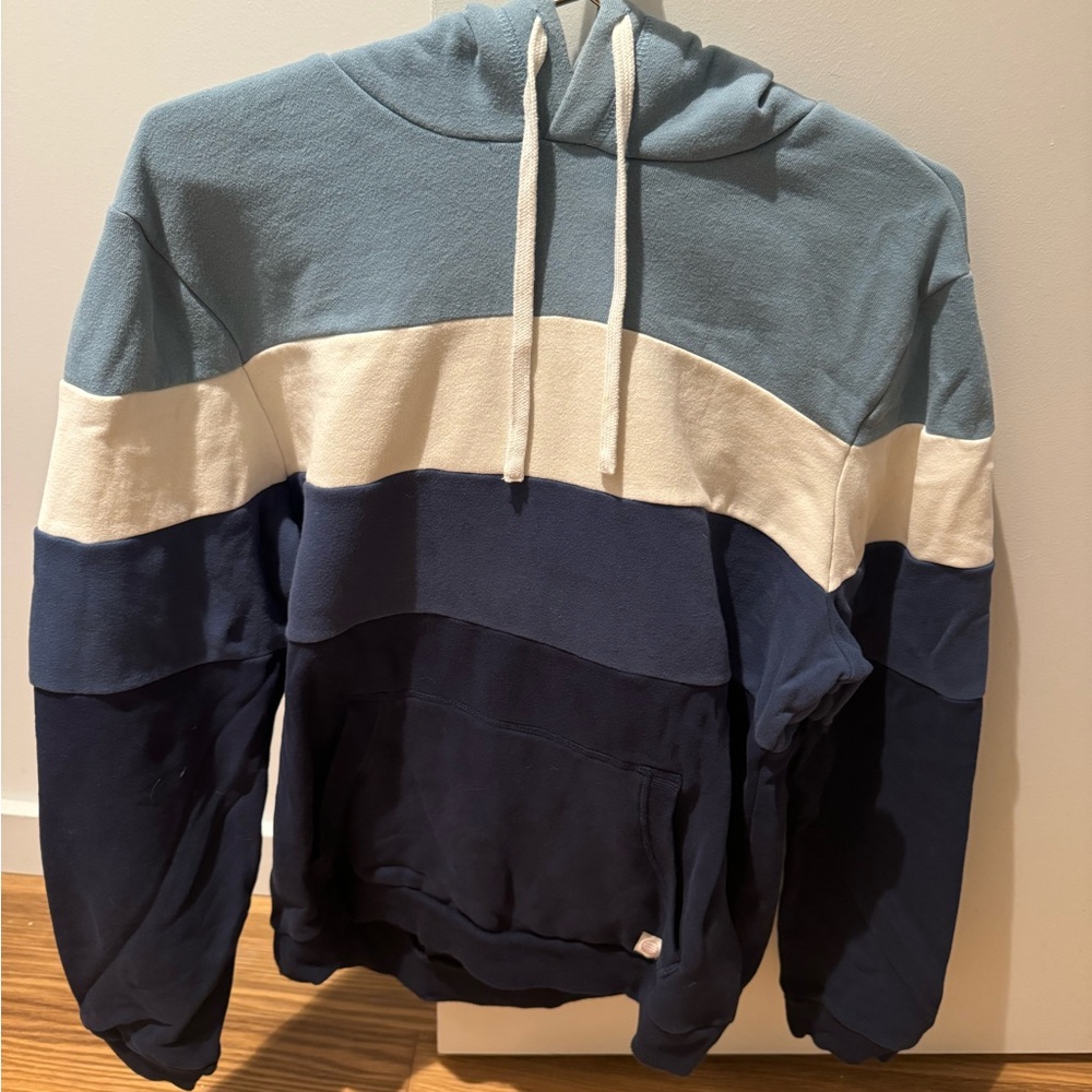 Marine Layer Blue and White Colorblock Hoodie